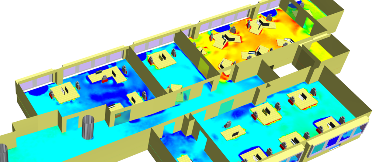 Airflow and temperature distribution in a vehicle cabin